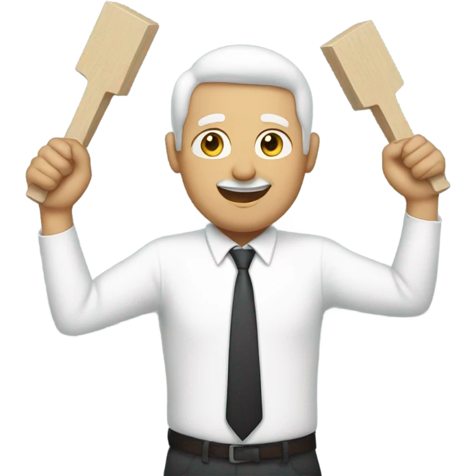 white man holding placard on stick emoji