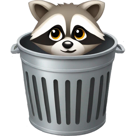Cute raccoon in trash can emoji