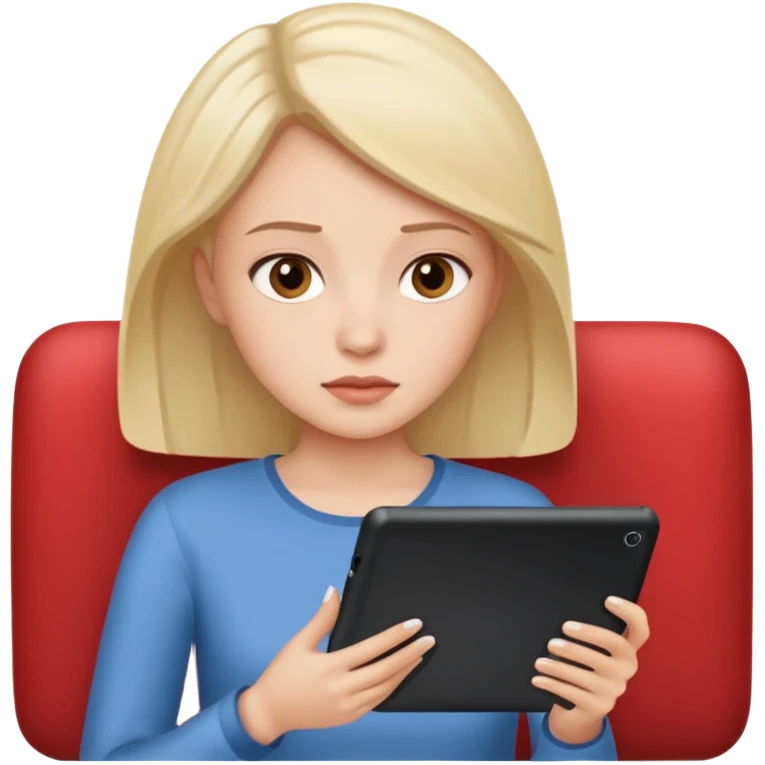 Woman watching movie on tablet emoji