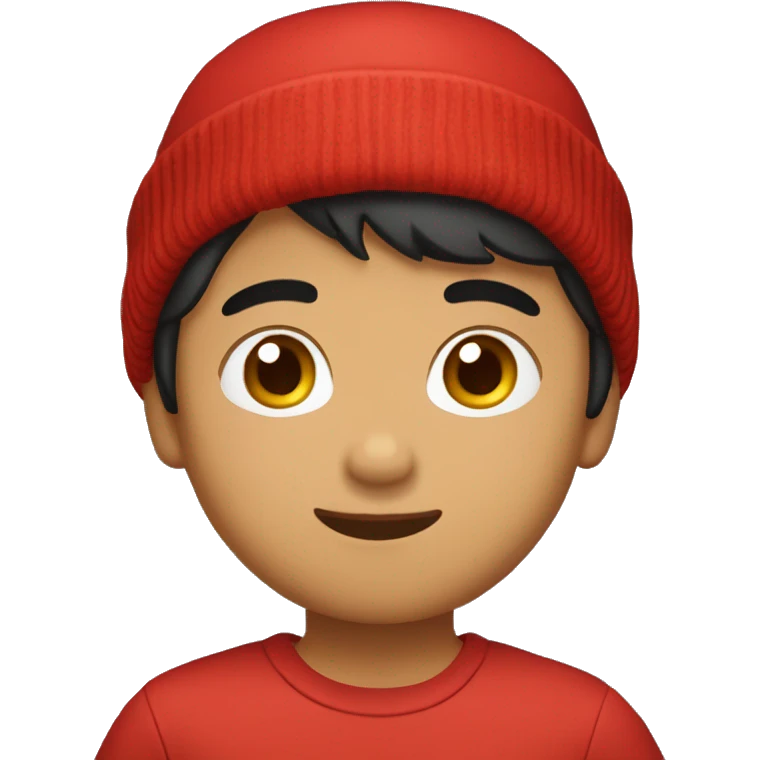 Cute singular phillipino boy wearing a red beanie emoji