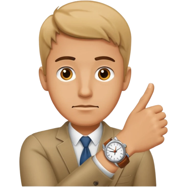 bored man pointing at his watch on his wrist emoji