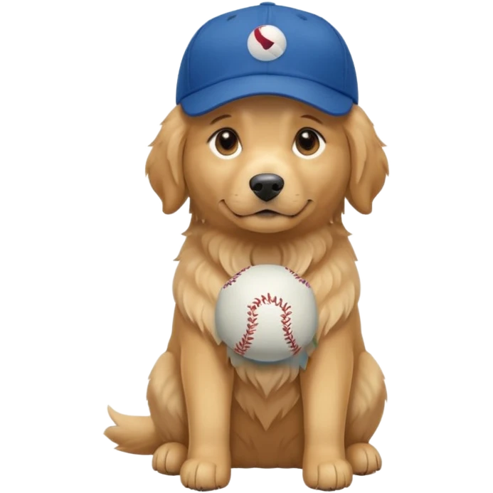 Golden retriever dog with blue baseball cap fullbody sitting down emoji