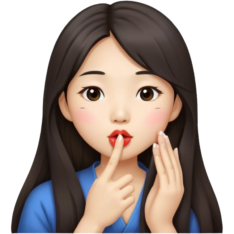Long hair asian girl blowing goodnight kisses  emoji