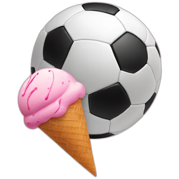 soccer ball with pink ice cream on it emoji