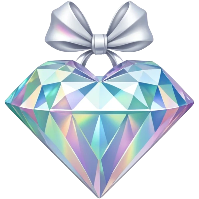 white bow shaped 56-carat iridescent diamond emoji