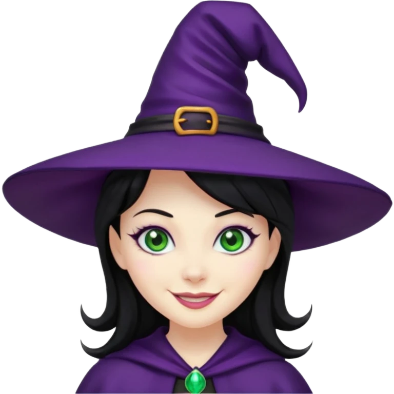 Halloween witch with purple witch hat and black hair emoji