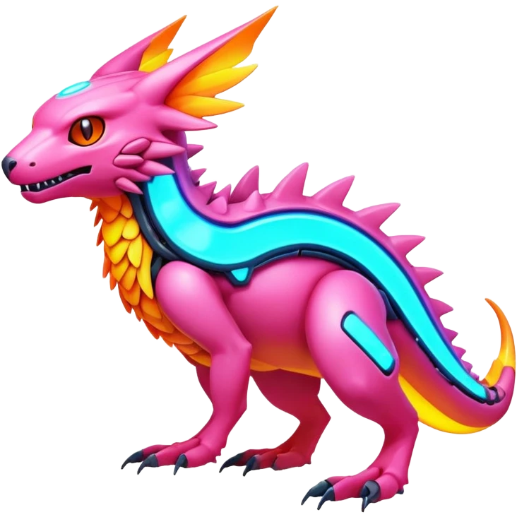 futuristic lush warm-colored modern colorful neon-colored Fakémon-Digimon-Trico-Vernid-creature emoji