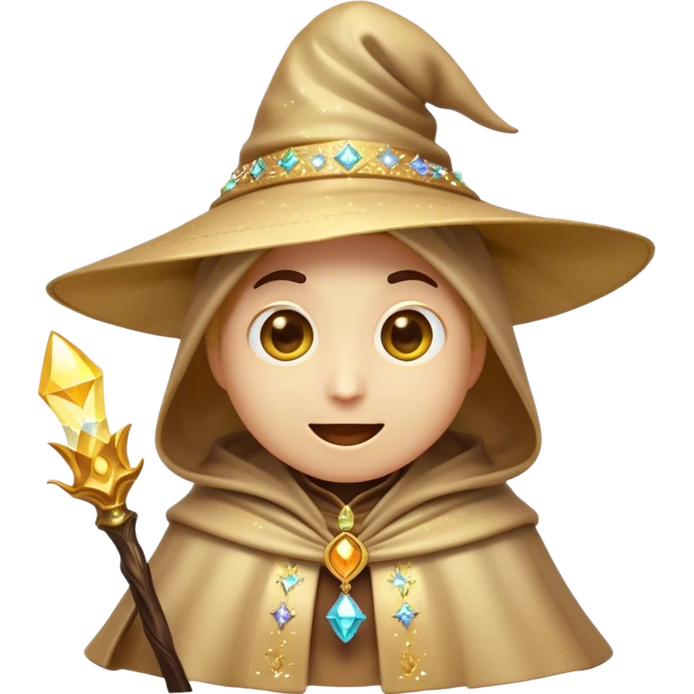 Clash of Clans aesthetic Comical Mage Portrait Emoji, Head tilted dramatically with an exaggerated, fun expression and wide, comically expressive eyes beneath an oversized hat, featuring a quirky, compact robed form with animated magical sparkles and natural skin tone, Simplified yet hilariously expressive features, highly detailed, glowing with a slightly sassy enchanted glow, high shine, dramatic yet playful, stylized with an air of cheeky arcane mischief, soft glowing outline, capturing the essence of a meme-worthy mage who conjures laughter in epic quests! emoji