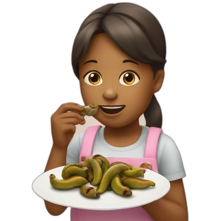 Little girl eating slugs emoji