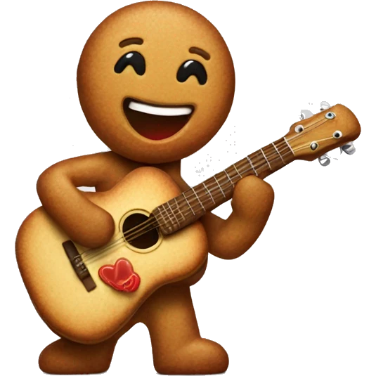 Gingerbread man playing guitar emoji