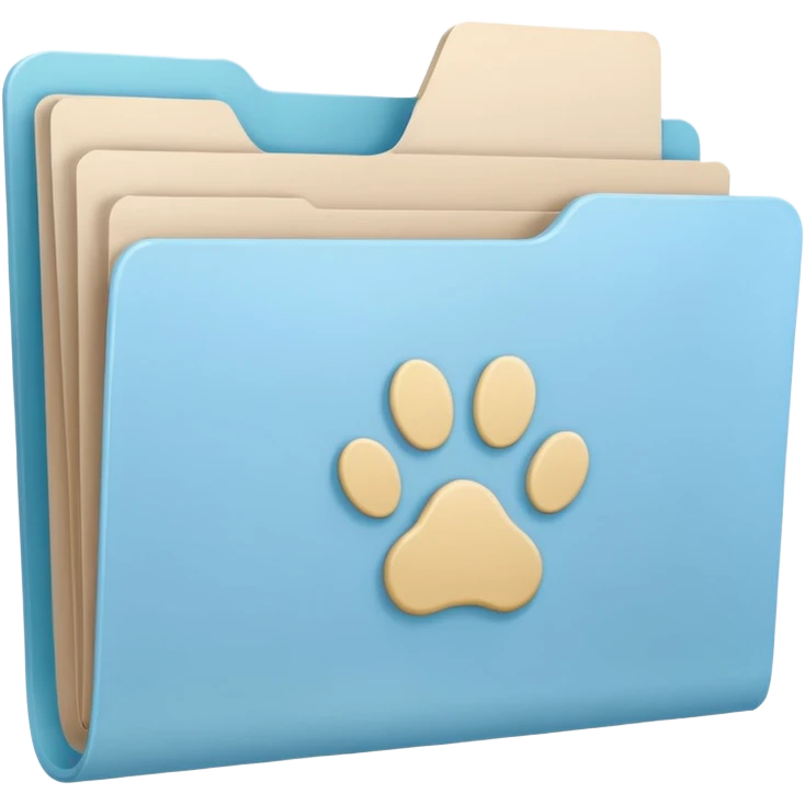 a pastel folder of documents with a pawprint on it emoji