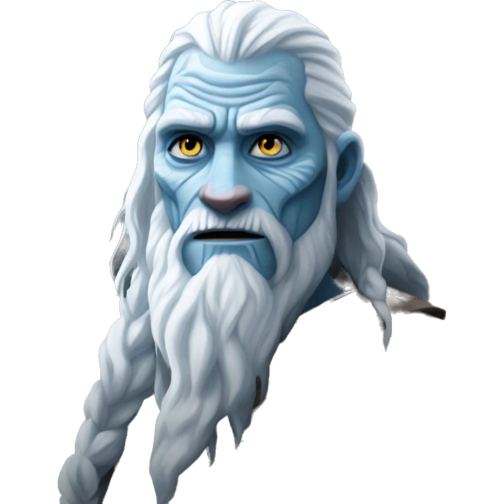 A whitewalker from Game of Thrones walking up the side of a mountain. emoji