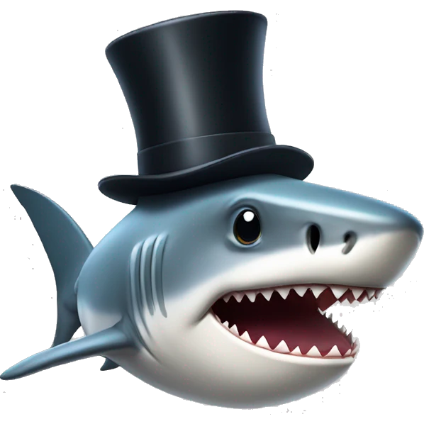 Shark with a top hat emoji