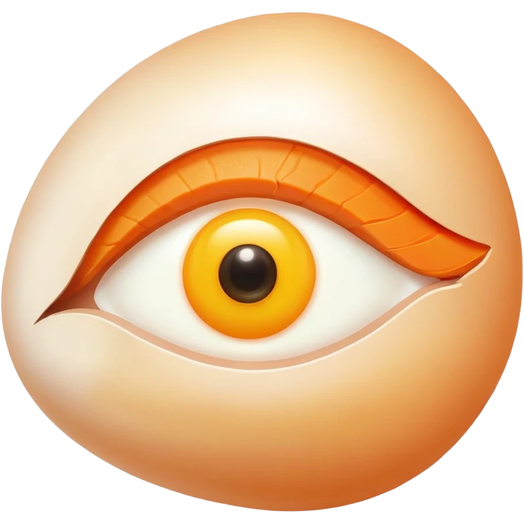 Carrot, chicken, and egg yolk surrounding a simple eye symbol and a small patch of glowing healthy skin. Gentle rays connect the foods to the eye and skin, showing vitamin A's role in vision and skin health. emoji