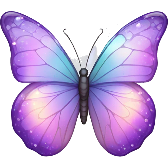 Sparkly Pastel purple-gradient iridescent glass butterfly emoji