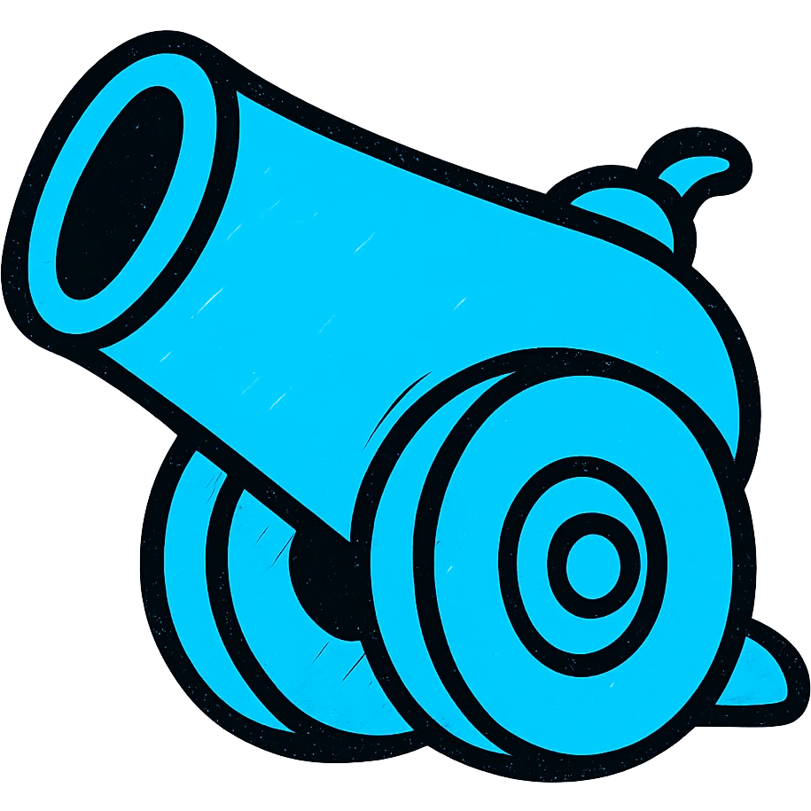 blue cannon, bold and modern look emoji