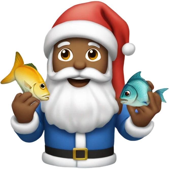 Santa with fish in his hands  emoji