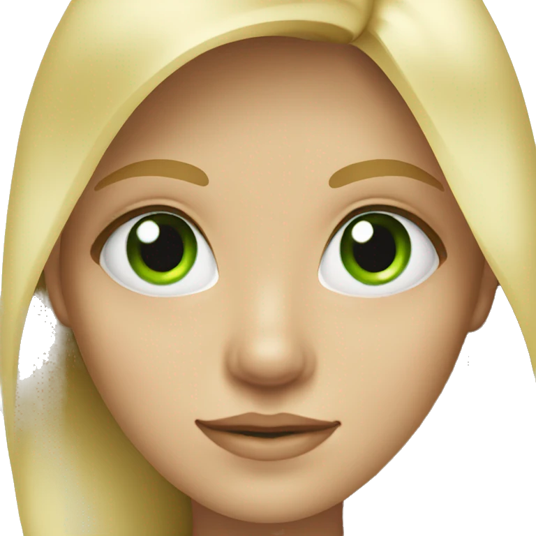 blonde girl with big green eye emoji