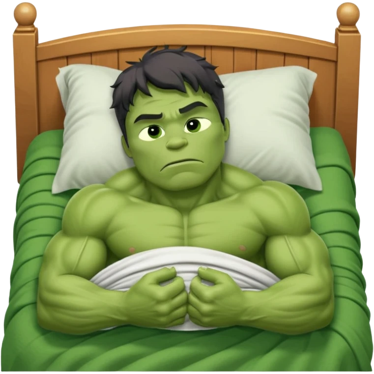 Incredible hulk sleeping lying down in bed under blanket eyes closed emoji