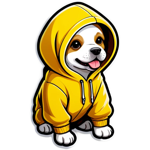 Dog in yellow hoodie  emoji