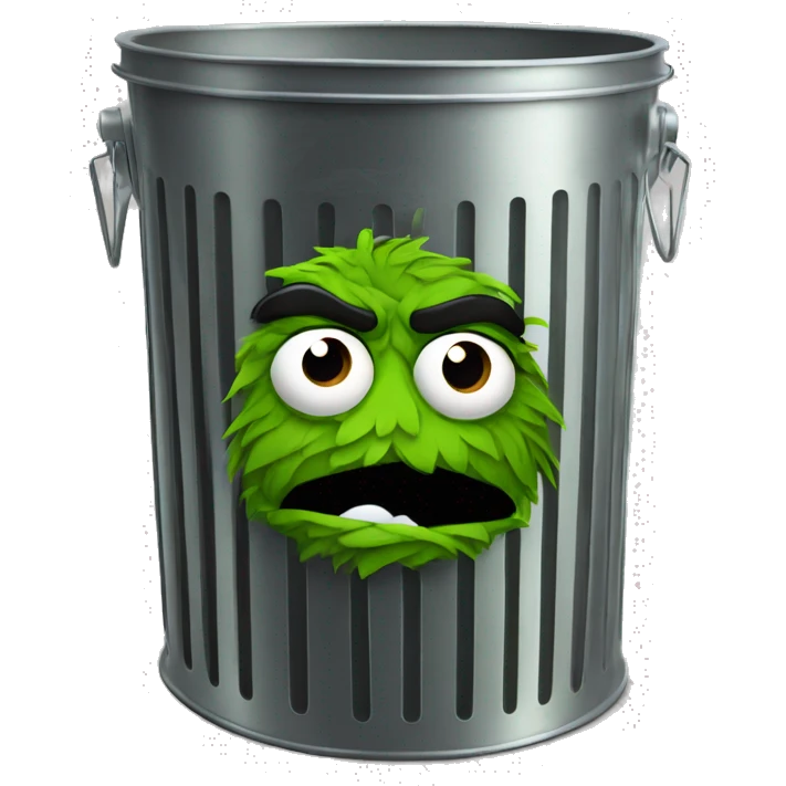 oscar the grouch inside metal trash can emoji