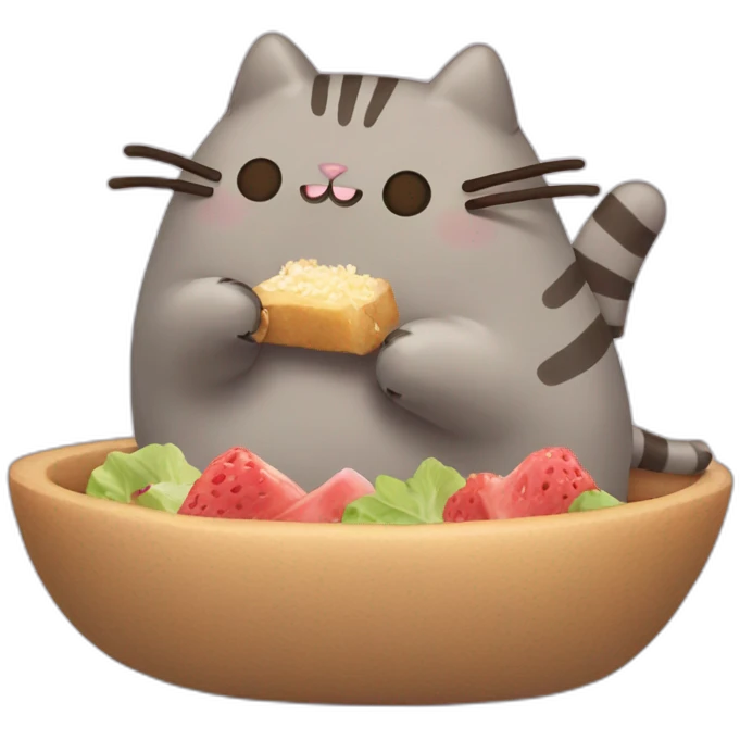 Pusheen eating emoji