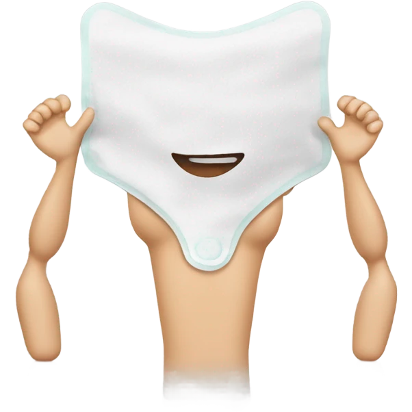 Sanitary napkin with a face, arms and legs emoji