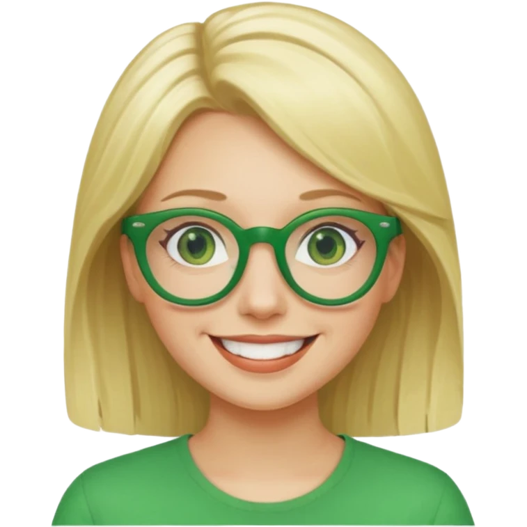 give her blond hair and green glasses emoji