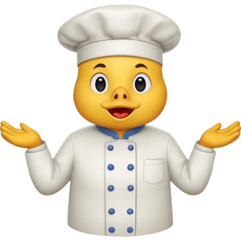 Una gallina con ropa de chef haciendo una cara de decepcion emoji