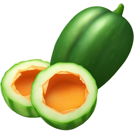 cucumber ￼inside of a peach emoji