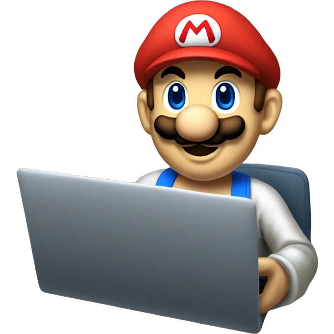 software engineer super mario using a laptop emoji
