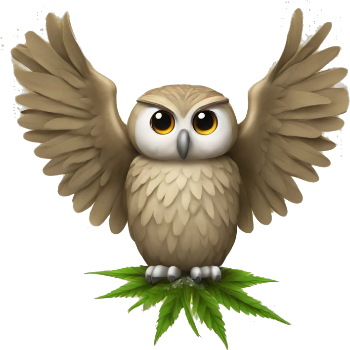 owl holds hemp in its wings  emoji