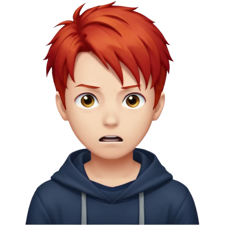 Wolf Anime Boy scared red hair emoji