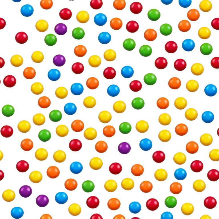 colorful Skittles candy pieces scattered, rainbow colored fruit candies emoji