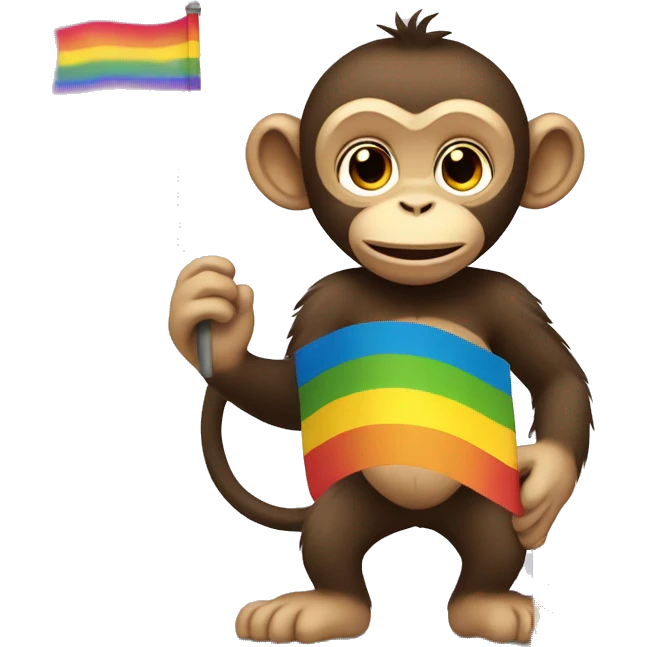 gay monkey with pride flag emoji