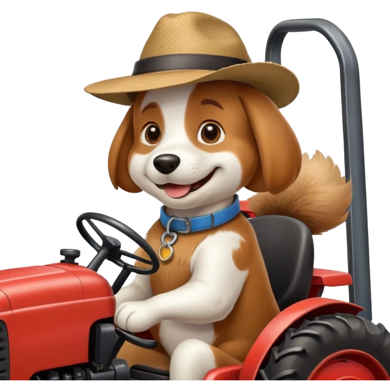 dog driving a tractor  emoji