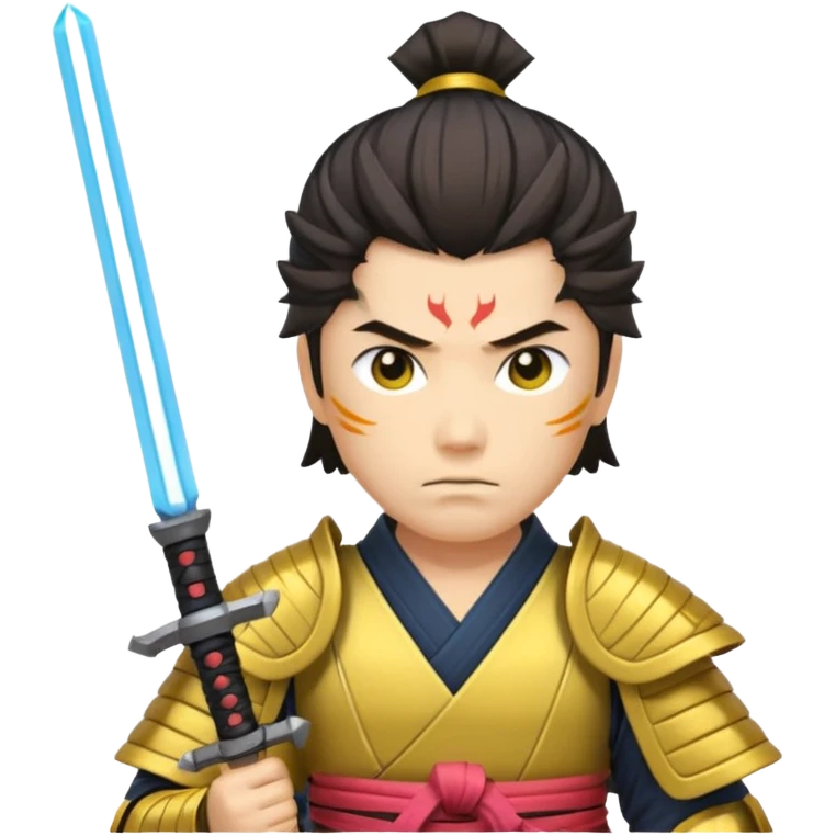samurai with laser sword, yellow emoji