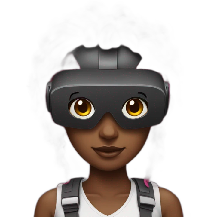 black girl with pink locs wearing VR headset emoji