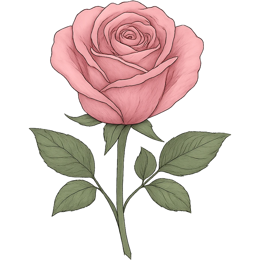 pink rose, digital illustration emoji