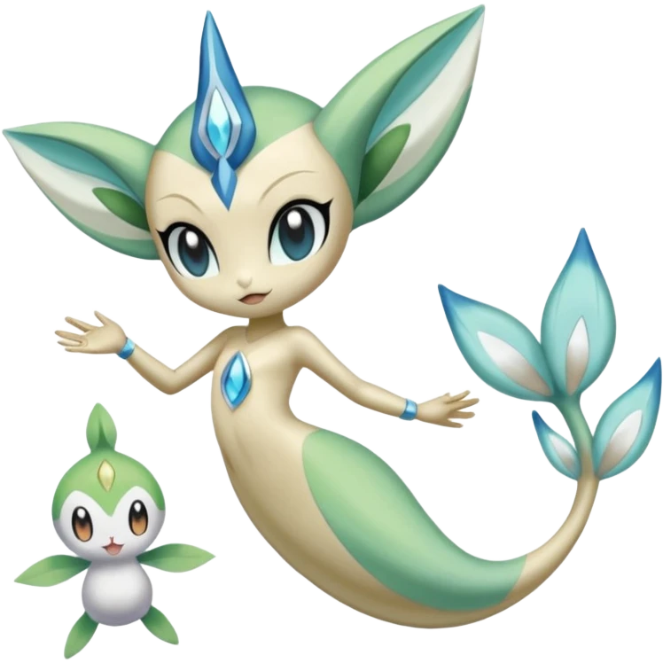 Meloetta-Celebi-Primarina-Cresselia-Fakémon-fusion, full body emoji