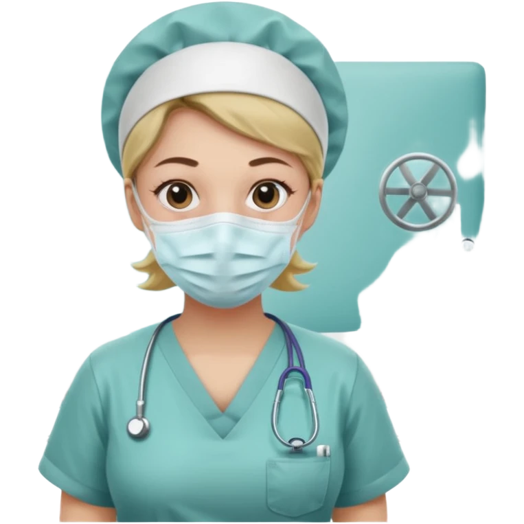 scrub nurse and operation  beds emoji