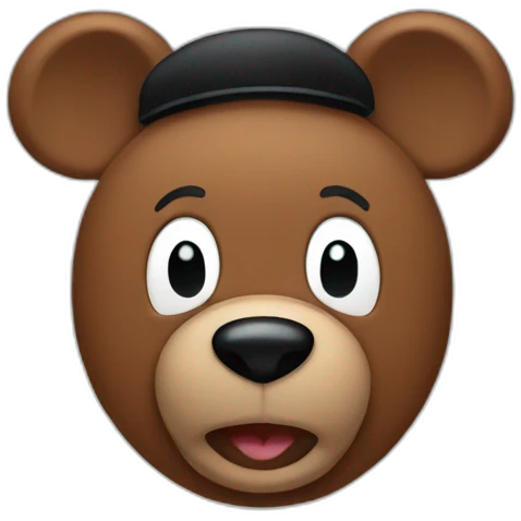 brown bear emoji wearing fake black mickey mouse ears emoji
