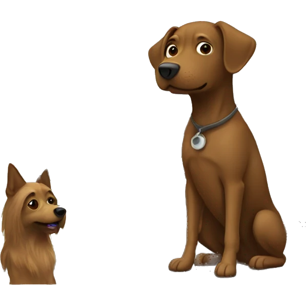 Brown dog near car by tree emoji