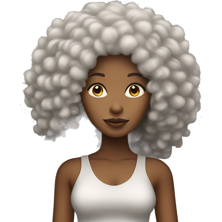 light skinned black women with long afro hair emoji