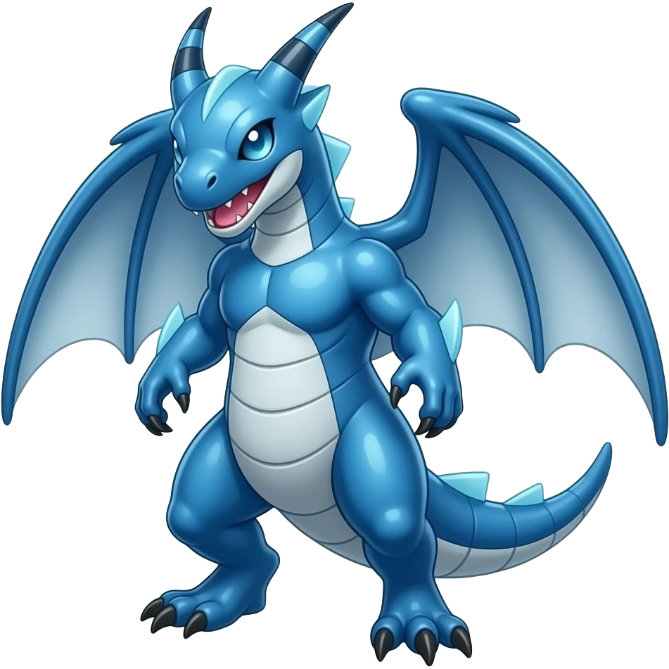 a shiny blue Genesect-Flygon-Raptor-Fakémon emoji