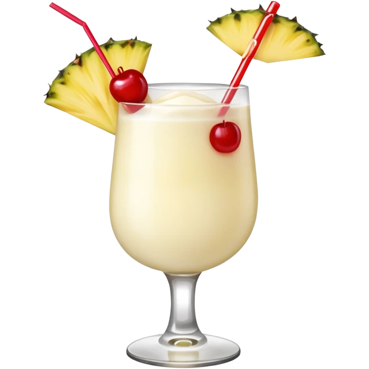 Pina colada cocktail with pineapple and cherry garnish emoji
