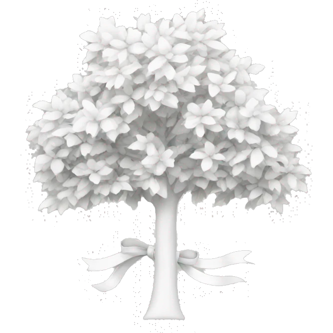 white tree with bow emoji
