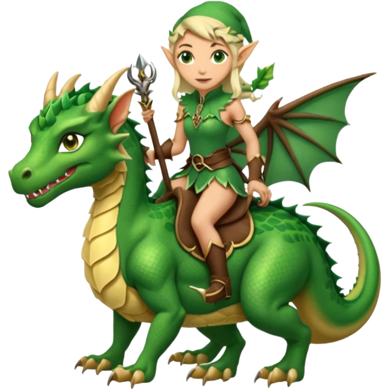 Elf dragon-tamer with bow riding a scaled beast emoji
