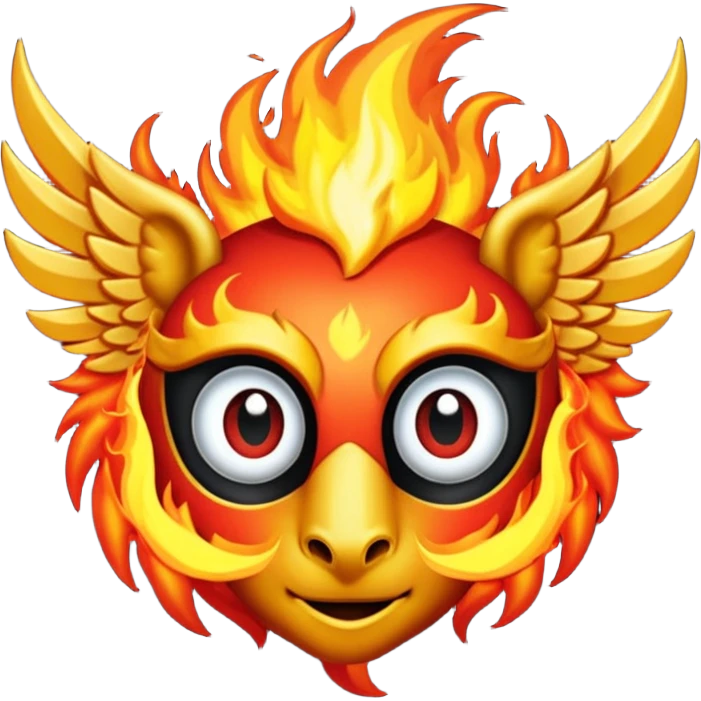 Pegaso negro ojos de fuego y alas de fuego enojado emoji