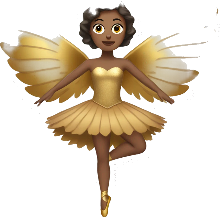  brown adult ballerina big gold wings emoji